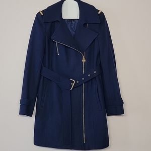 Michael Kors Navy Blue Wool Trench Coat